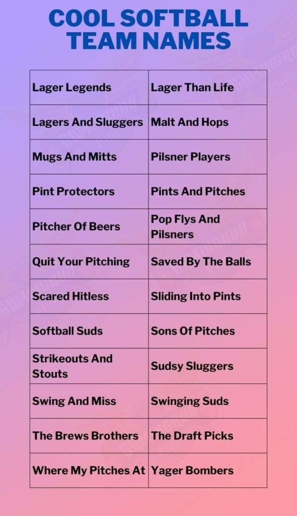 Cool Softball Team Names