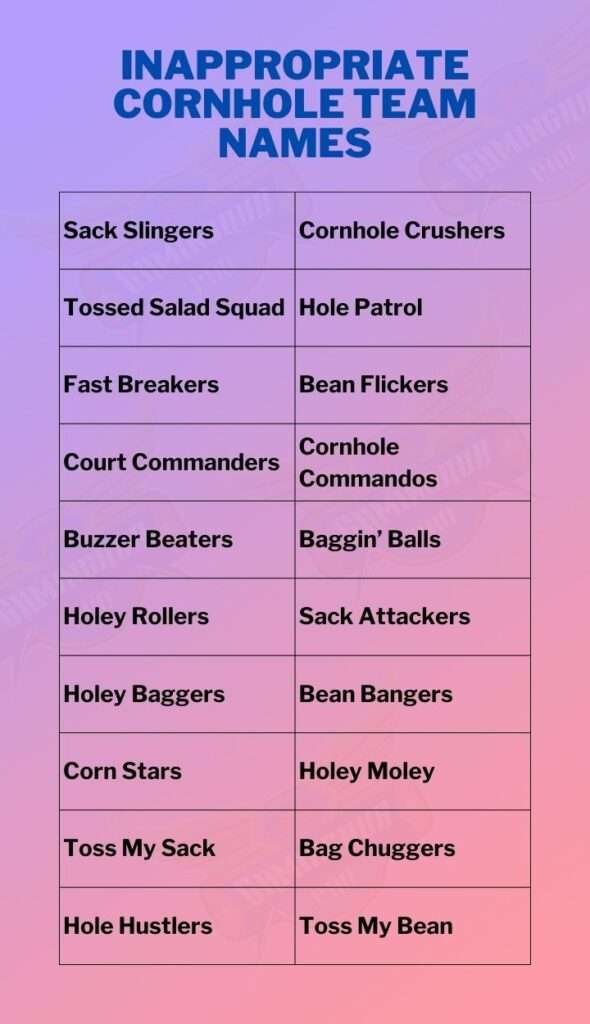 Inappropriate Cornhole Team Names