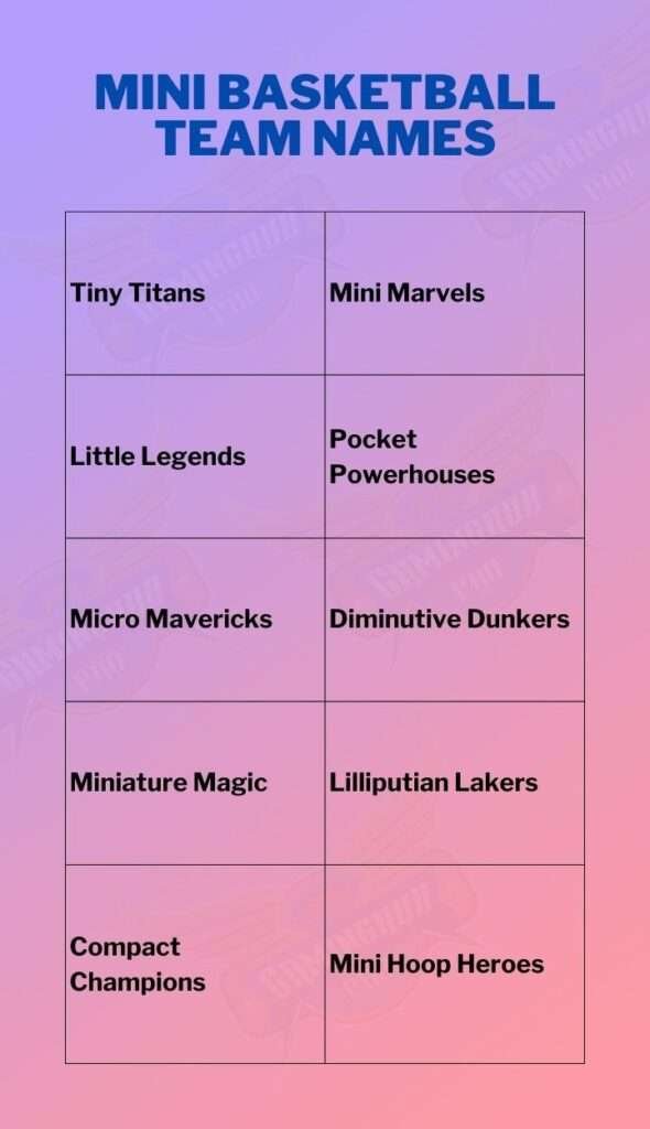 Mini Basketball Team Names