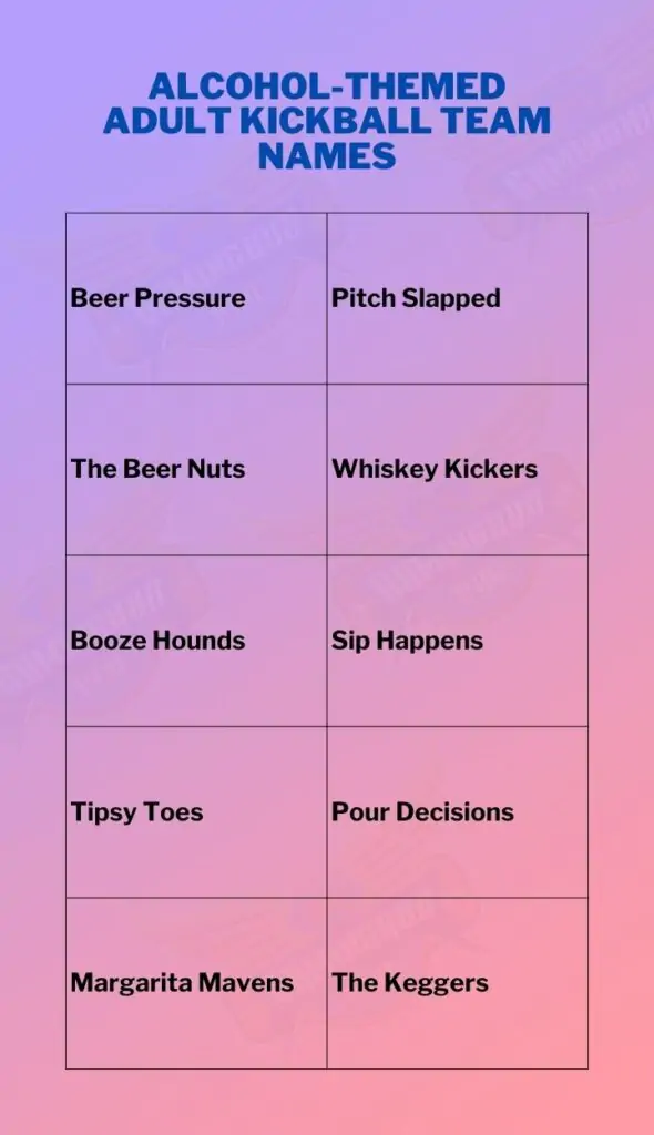 Alcohol-Themed Adult Kickball Team Names