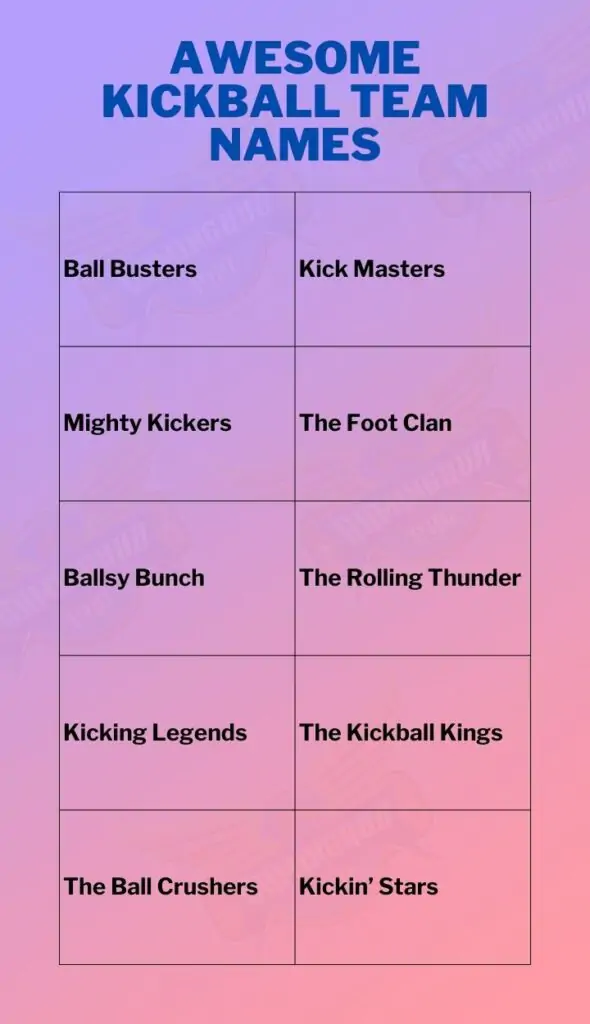 Awesome kickball team names