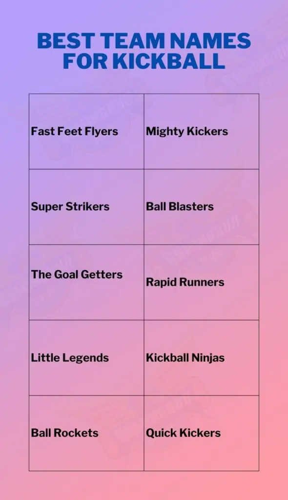 Best Team Names For Kickball