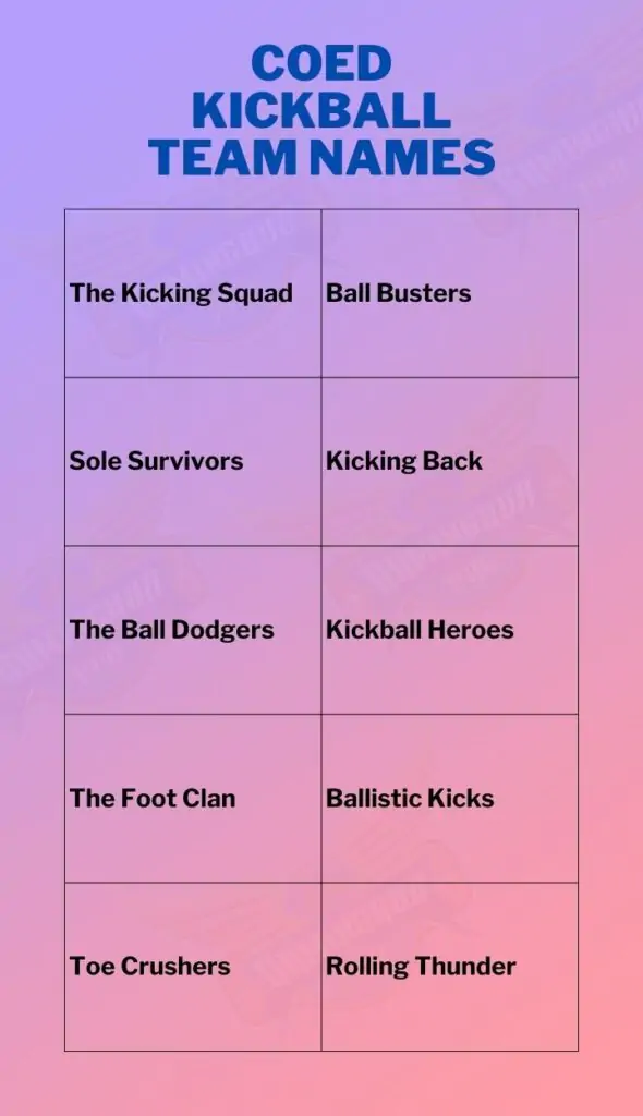 Coed kickball team names