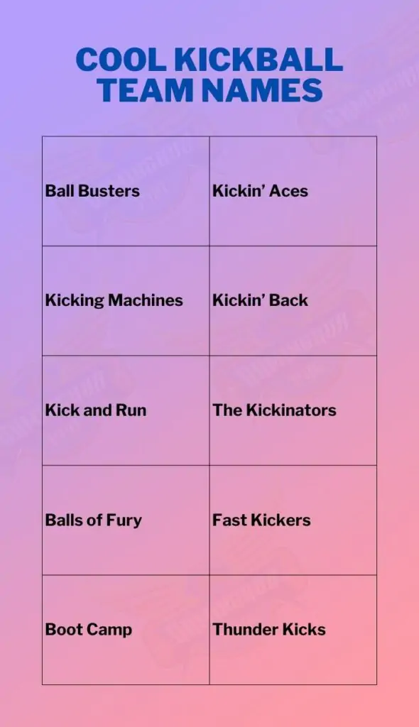 Cool kickball team names