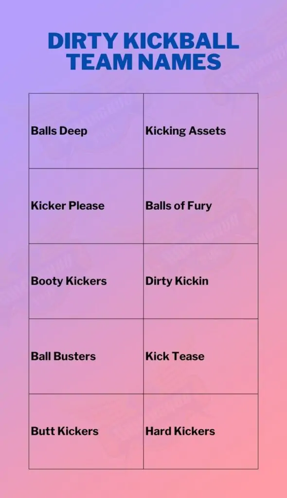 Dirty kickball team names