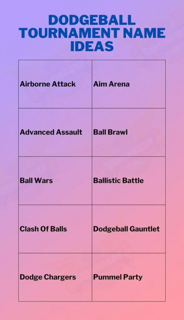 Dodgeball Tournament Name Ideas