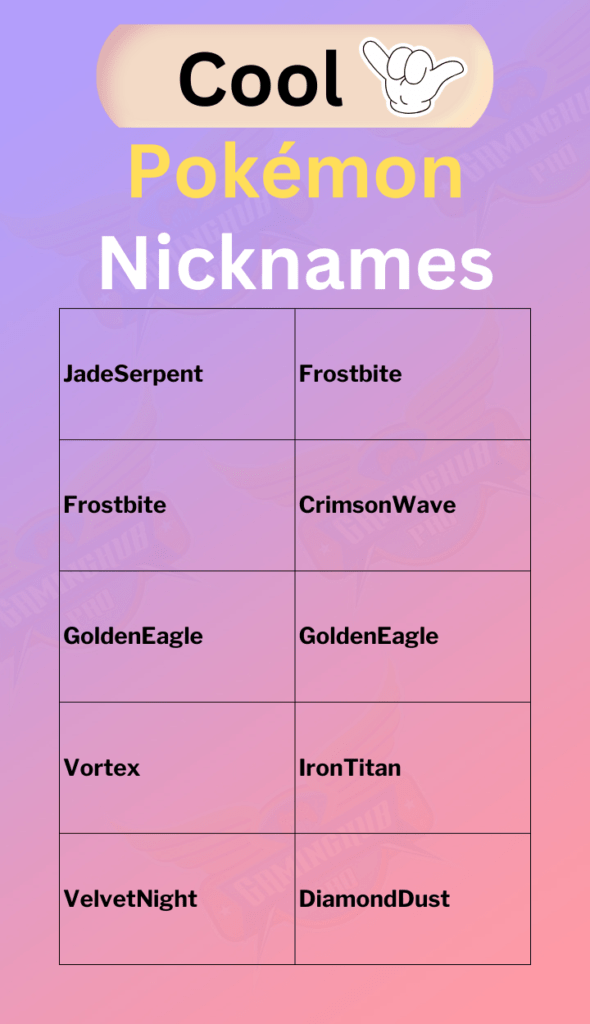 Cool Pokémon Nicknames