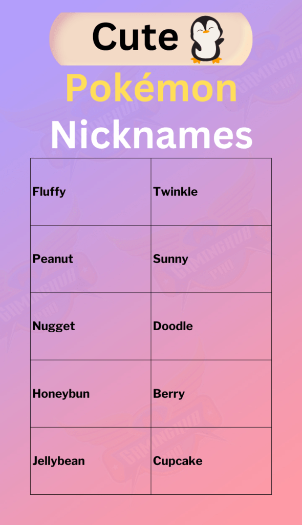 Cute Pokémon Nicknames