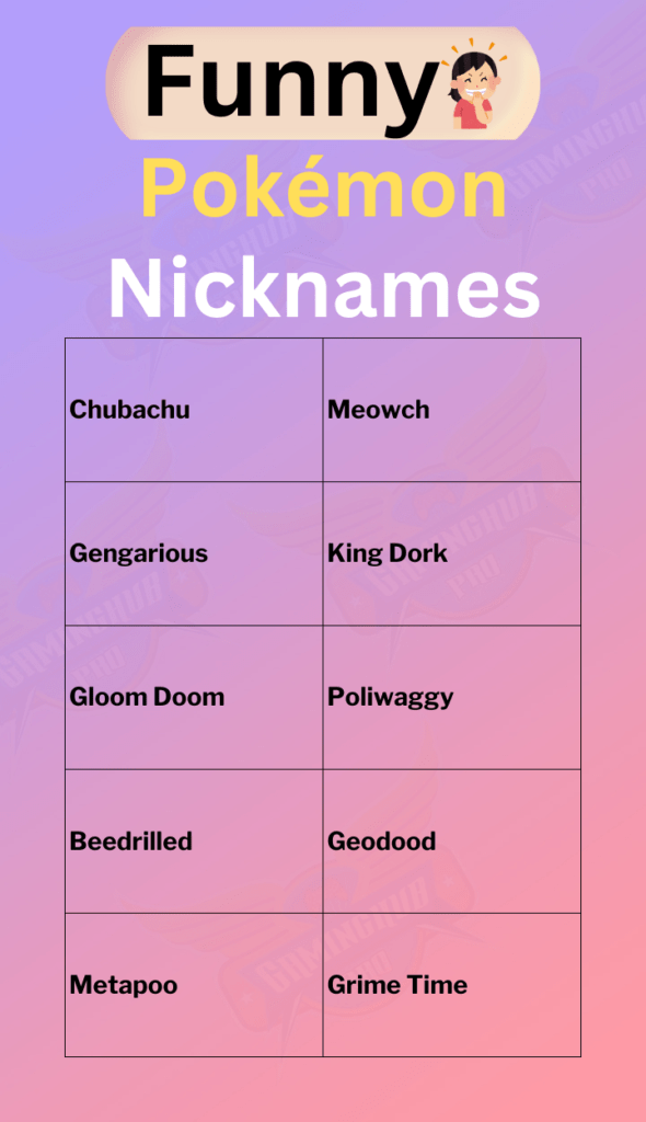 Funny Pokémon Nicknames