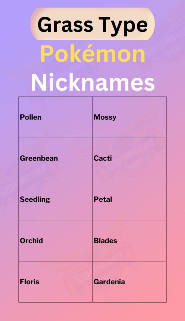 Grass Pokémon Nicknames