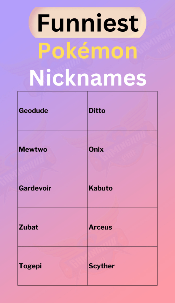 funniest Pokémon Nicknames